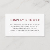 Burgundy Minimalistisch Typografy Display Shower Begleitkarte (Vorderseite)