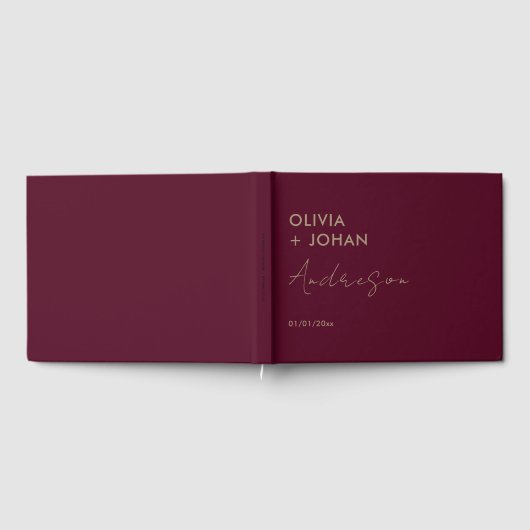 Burgundy Minimalistisch Wedding Gästebuch (Voll)