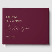 Burgundy Minimalistisch Wedding Gästebuch (Vorderseite)