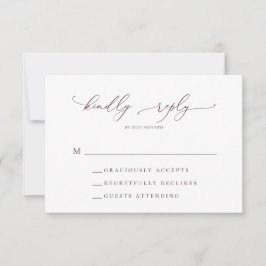 Burgundy Minimalistisch Wedding RSVP Card Karte