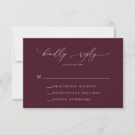 Burgundy Minimalistisch Wedding RSVP Card Karte