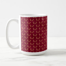 BURGUNDY MIT GOLD ANTLER HORNS KAFFEETASSE