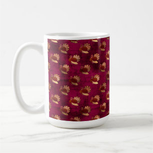 BURGUNDY MIT GOLD ERNTEDANK TÜRKEI KAFFEETASSE