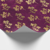 BURGUNDY MIT GOLD PARSLEY-BLÄTTER GESCHENKPAPIER (Ecke)
