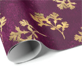 BURGUNDY MIT GOLD PARSLEY-BLÄTTER GESCHENKPAPIER (Rolleneckpunkt)