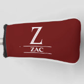 Burgundy Mit Monogramm Putter Golf Head Cover Headcover (Vorderseite)