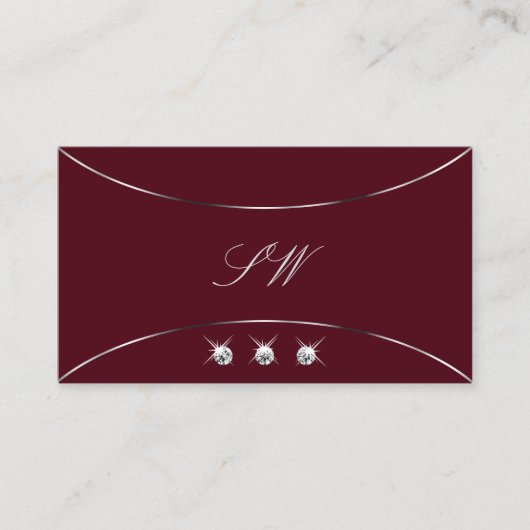 Burgundy mit Silver Decoder Diamanten und Monogram Visitenkarte (Vorderseite)