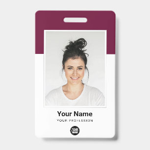 Burgundy Mitarbeiter riesige Foto Qr Bar Code Logo Ausweis