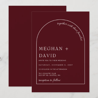 Burgundy Modern Arch Wedding Einladung