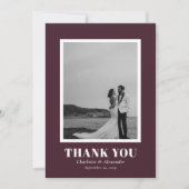 Burgundy Modern Bold Typografy Wedding Vielen Dank Dankeskarte (Vorderseite)