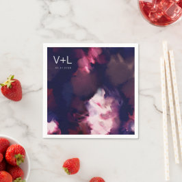 Burgundy Modern Brush Strokes Wedding Serviette