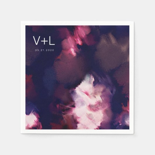 Burgundy Modern Brush Strokes Wedding Serviette (Vorderseite)