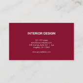 Burgundy Modern Elegant Simple Monogram Name Visitenkarte (Rückseite)