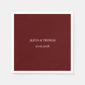 Burgundy Modern Initials Minimalist Wedding Serviette (Vorderseite)