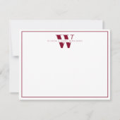 Burgundy Modern Monogram Couple Stationy Mitteilungskarte (Vorderseite)
