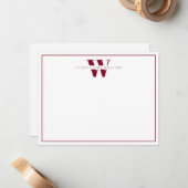 Burgundy Modern Monogram Couple Stationy Mitteilungskarte (Vorderseite/Rückseite Beispiel)