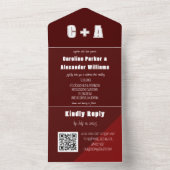 Burgundy Modern QR Code kühl elegant All In One Einladung (Innen Boden)