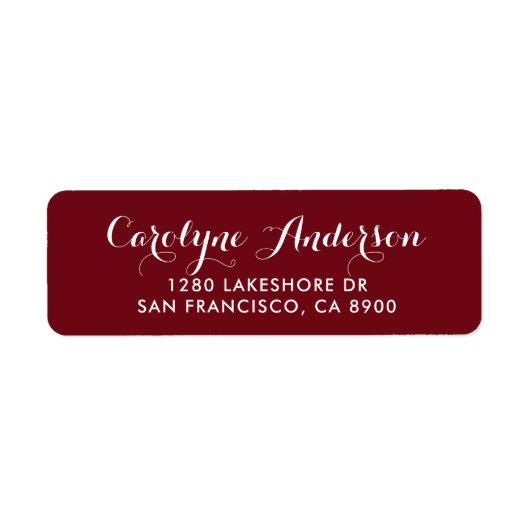 Burgundy Modern Script Typografy Wedding Address (Vorne)