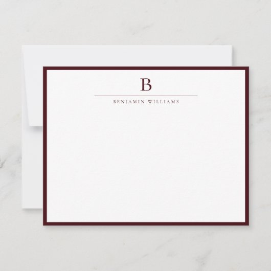 Burgundy Modern Stationery Classic  Mitteilungskarte (Vorderseite)