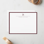 Burgundy Modern Stationery Classic  Mitteilungskarte (Vorderseite/Rückseite Beispiel)