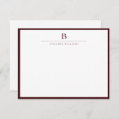 Burgundy Modern Stationery Classic  Mitteilungskarte (Vorne/Hinten)