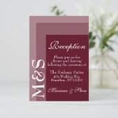 Burgundy Modern Wedding Reception Card Dankeskarte (Stehend Vorderseite)