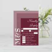 Burgundy Modern Wedding RSVP Card Dankeskarte (Stehend Vorderseite)