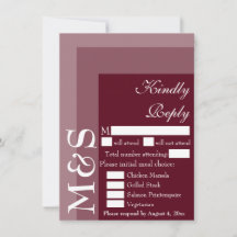 Burgundy Modern Wedding RSVP Card