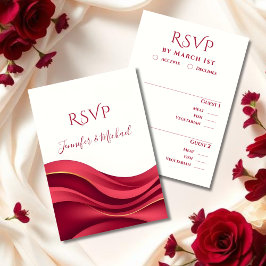 Burgundy Modern Wedding  RSVP Karte