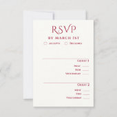 Burgundy Modern Wedding  RSVP Karte (Rückseite)