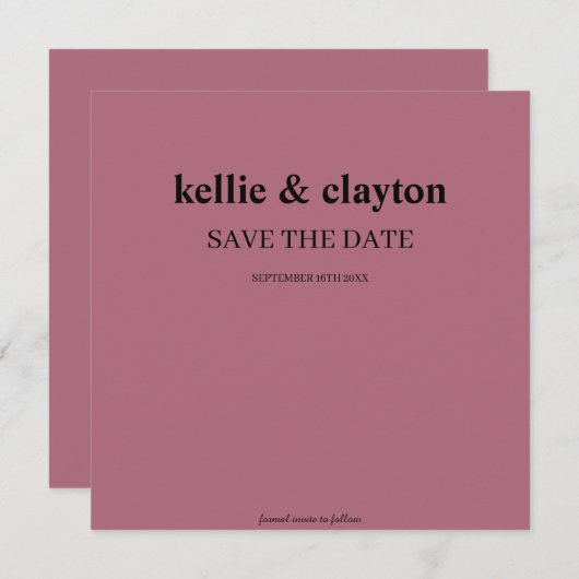 Burgundy Moderne Art Hochzeit speichern das Datum Save The Date (Vorne/Hinten)