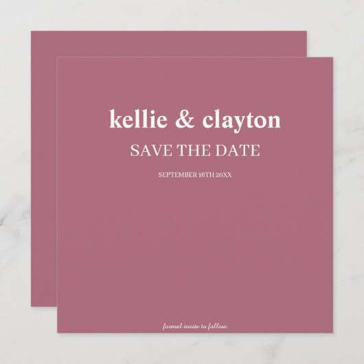 Burgundy Moderne Art Hochzeit speichern das Datum Save The Date (Vorne/Hinten)