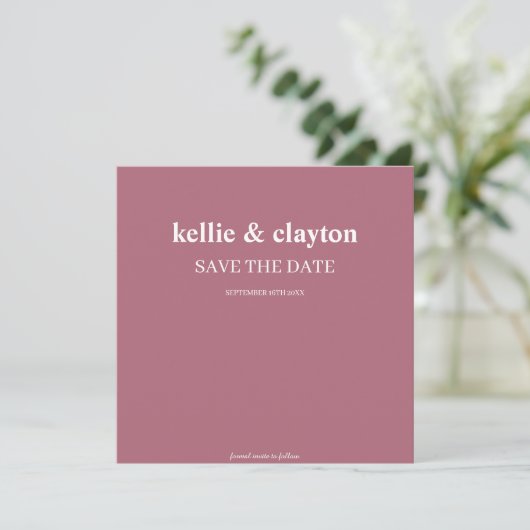 Burgundy Moderne Art Hochzeit speichern das Datum Save The Date (Stehend Vorderseite)