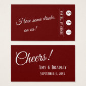 Burgundy Moderne Drink Ticketkarten mit 3 Pins (Vorne & Hinten)
