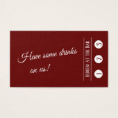 Burgundy Moderne Drink Ticketkarten mit 3 Pins (Vorderseite)