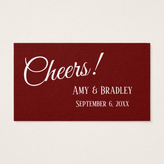 Burgundy Moderne Drink Ticketkarten mit 3 Pins (Rückseite)