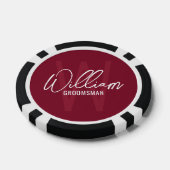 Burgundy Moderne Script Personalisierte Trauzeugen Pokerchips (Einzeln)
