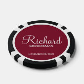 Burgundy Modernes Script Personalisierter Trauzeug Pokerchips (Einzeln)