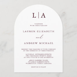 Burgundy Monogram Arch Einfache Minimalistische Ho Einladung