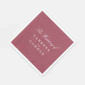 Burgundy Monogram Bezeichnungen Hochzeit Serviette (Ecke)