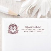 Burgundy Monogram Crest Wedding Return Address (Insitu)