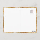 Burgundy Monogram Floral Gold Vielen Dank Postkarte (Rückseite)