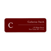 Burgundy Monogram Modern Return Address Label (Vorne)