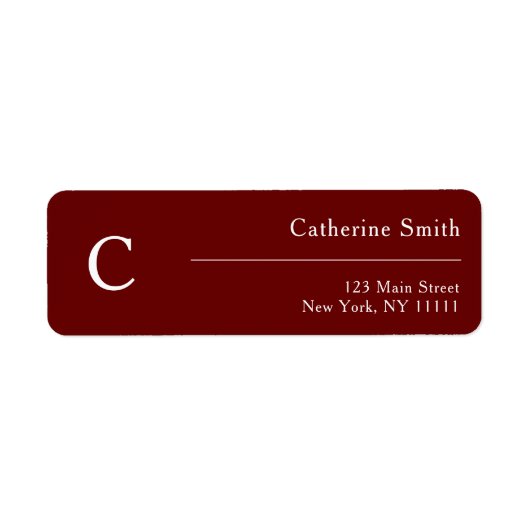 Burgundy Monogram Modern Return Address Label (Vorne)
