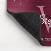 Burgundy Monogram Rose Gold Sparkle Mousepad (Ecke)