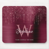 Burgundy Monogram Rose Gold Sparkle Mousepad (Vorne)