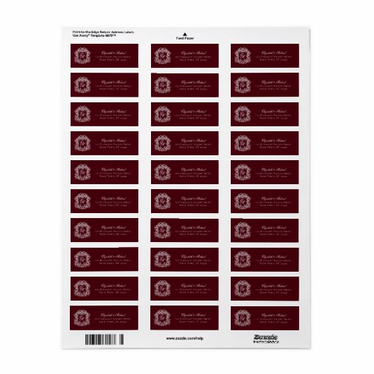 Burgundy Monogram Wedding Crest Return Address (Vorne)