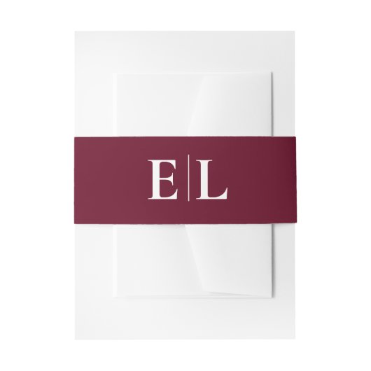 Burgundy Monogram Wedding Einladungsbanderole (Vorderseite Beispiel)