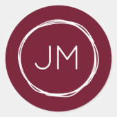 Burgundy Monogram Wedding Stickers (Vorderseite)