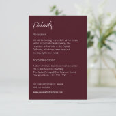 Burgundy Moody Dark Wedding info Begleitkarte (Stehend Vorderseite)